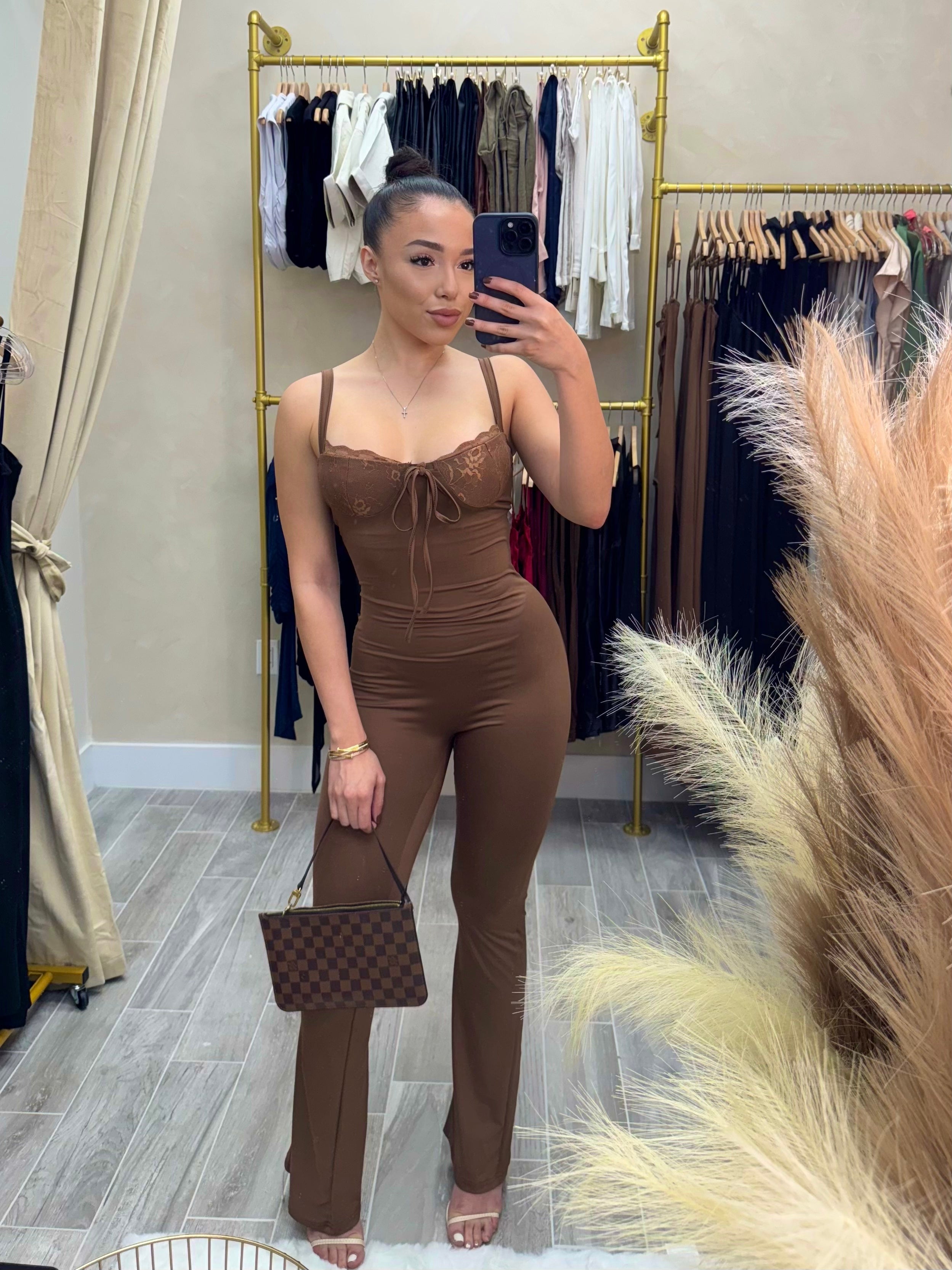 Brown Lace Jumpsuit