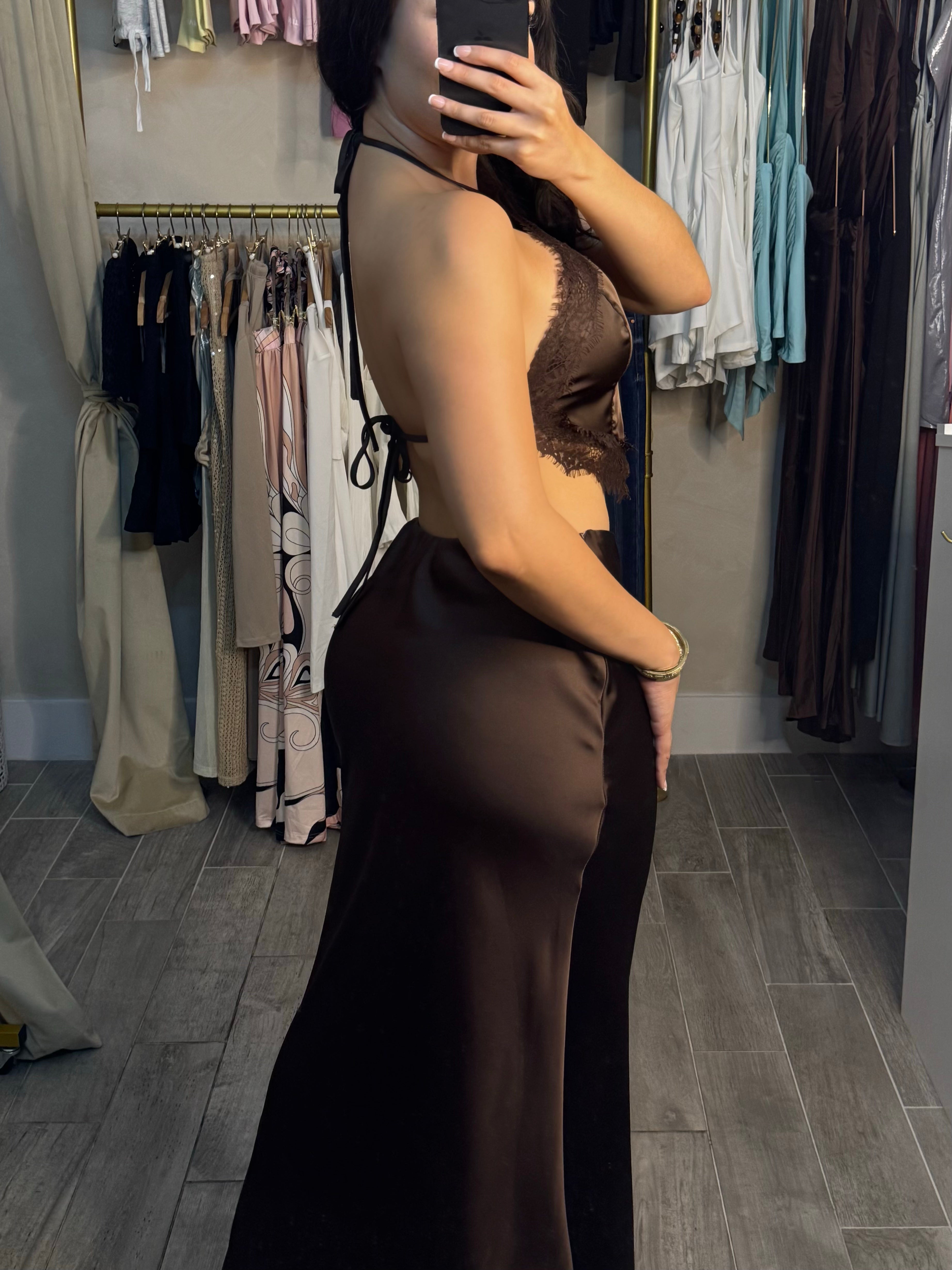 CHOCOLATE LACE SKIRT SET