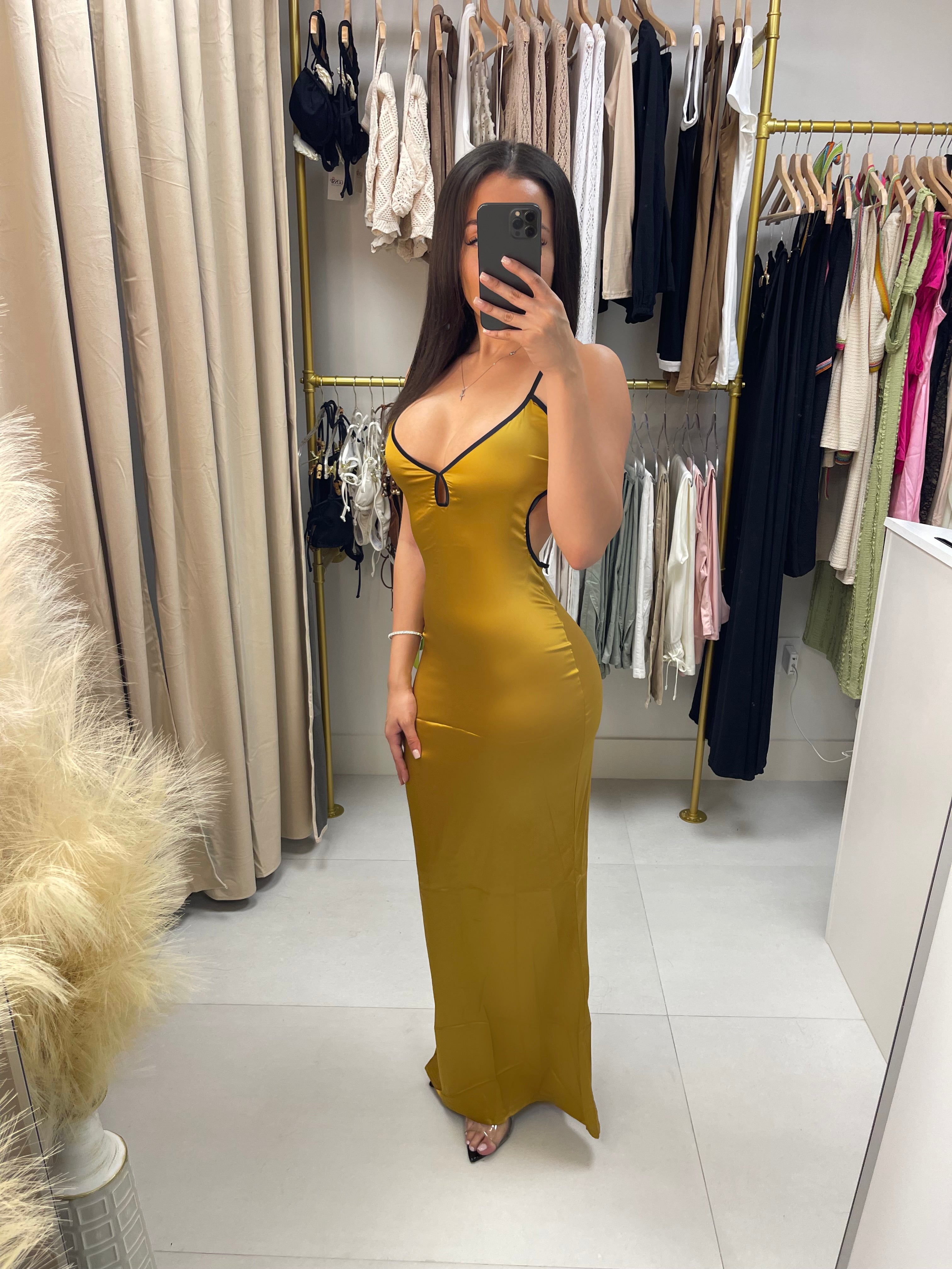 Chic Summer Satin Maxi - GOLD