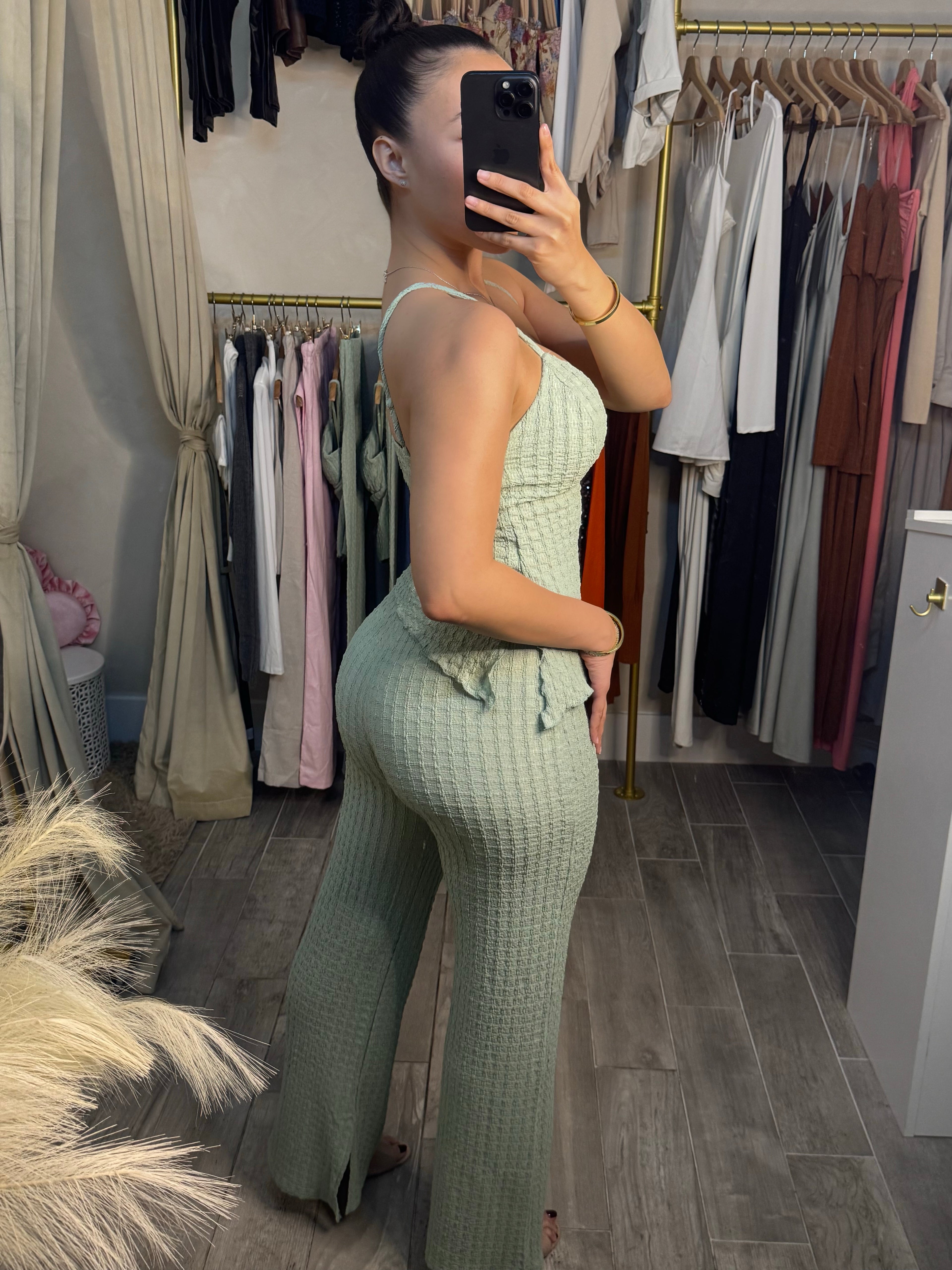 SOFT SPRINGS KNITTED PANT SET | SAGE