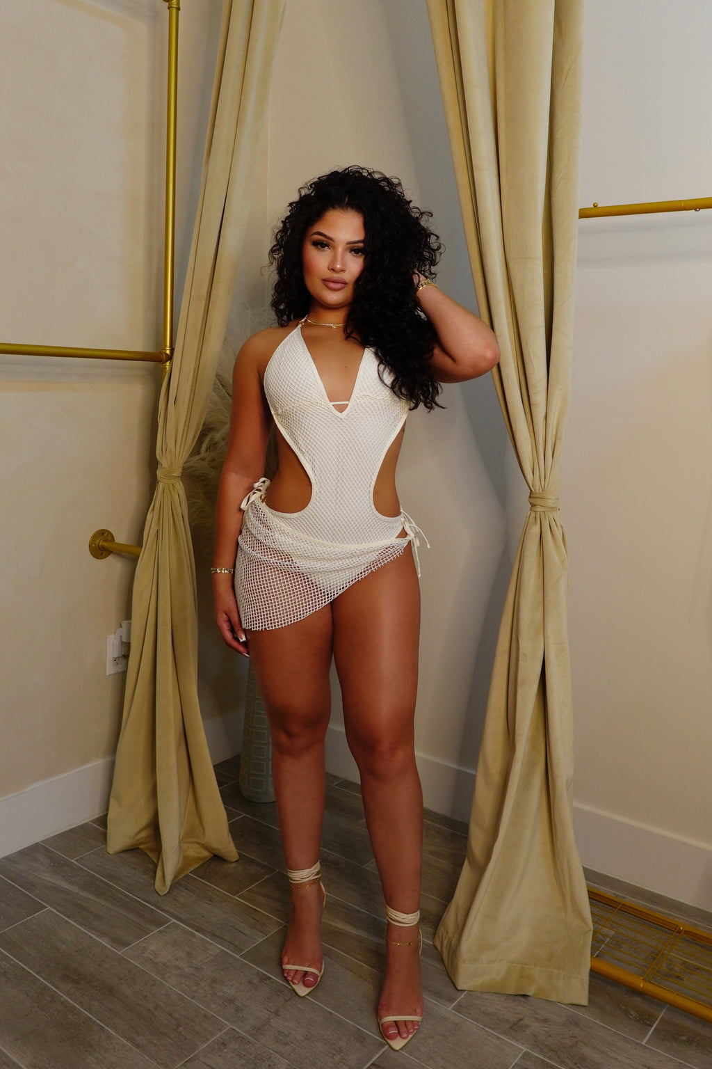 Netted In Cabo Monokini Set | WHITE