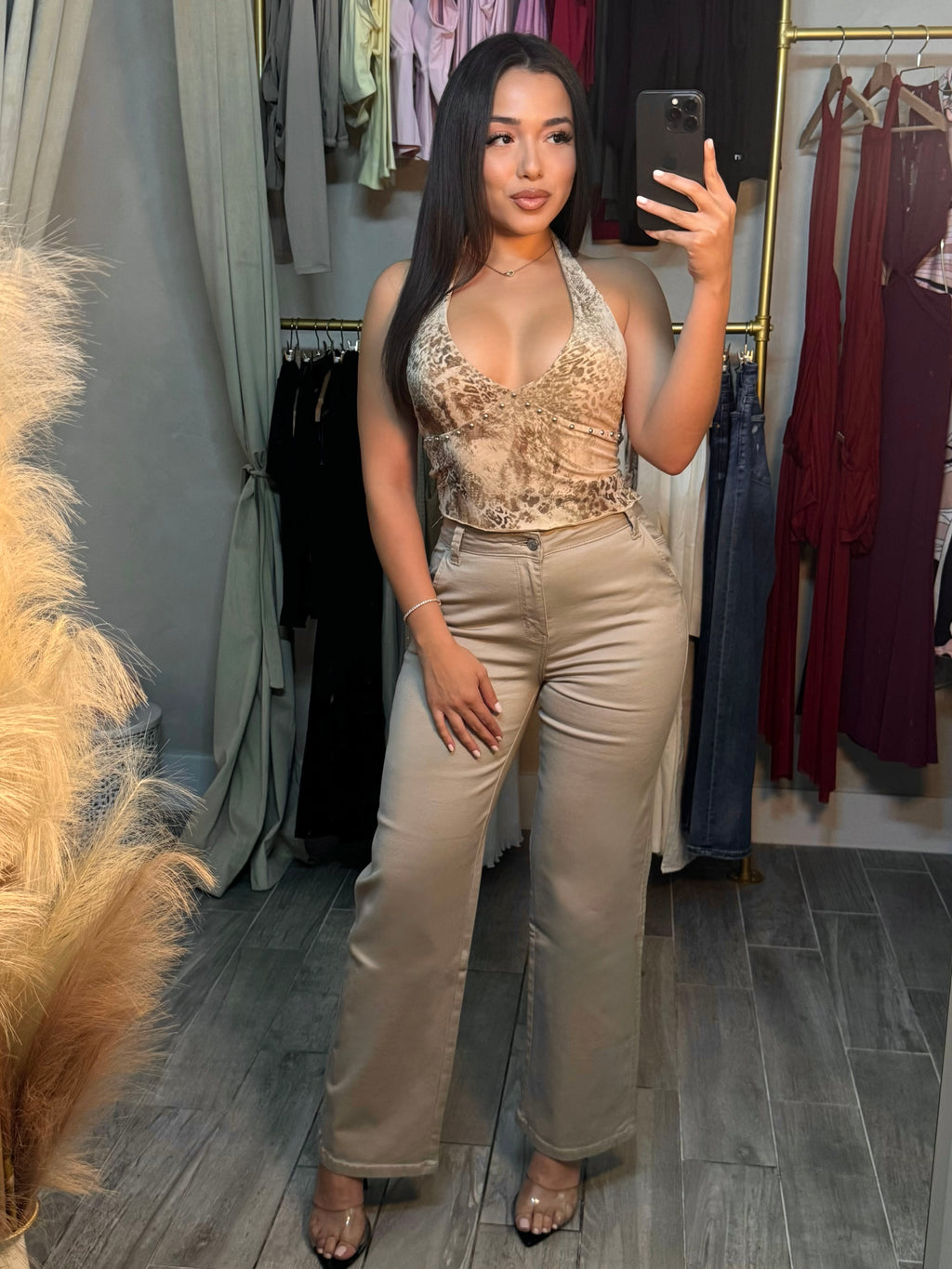 KHAKI WASHED JEANS