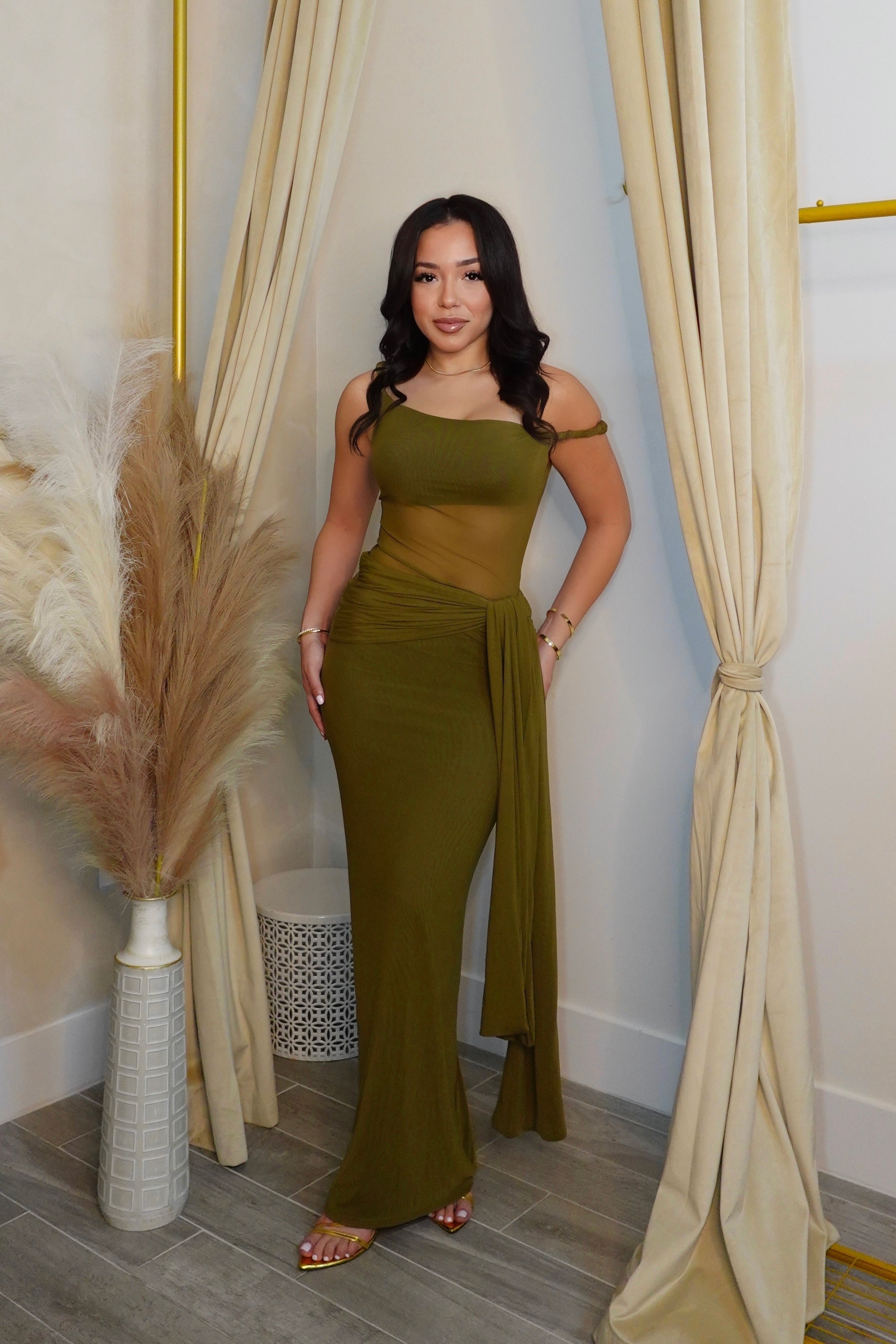 OLIVE AURA MESH MAXI