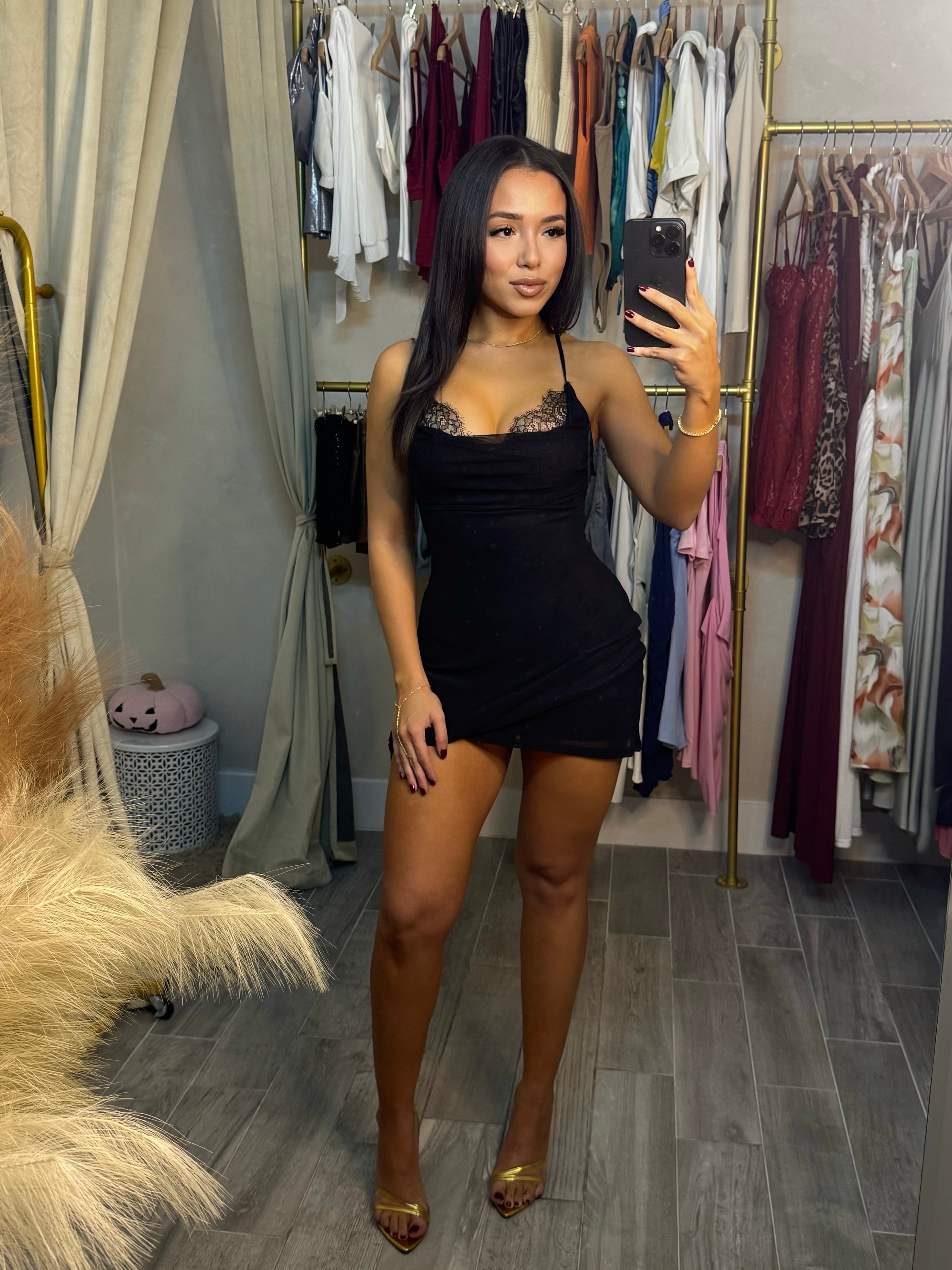 Cocktails in Lace Mini Dress