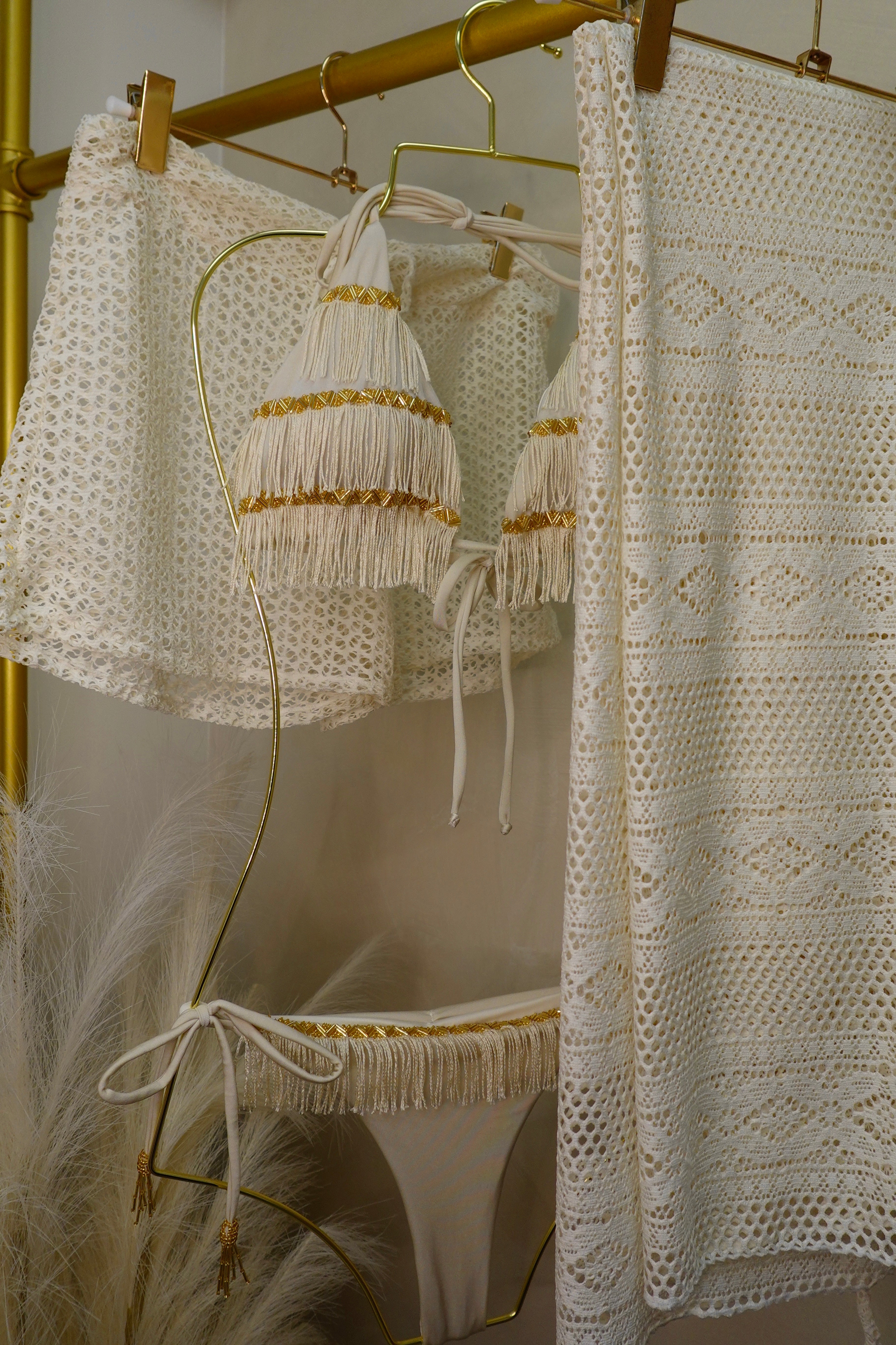 Gold Fringe Bikini Set