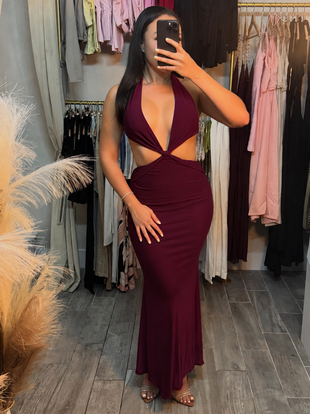 Never Basic Mesh Maxi Dress | BURGUNDY