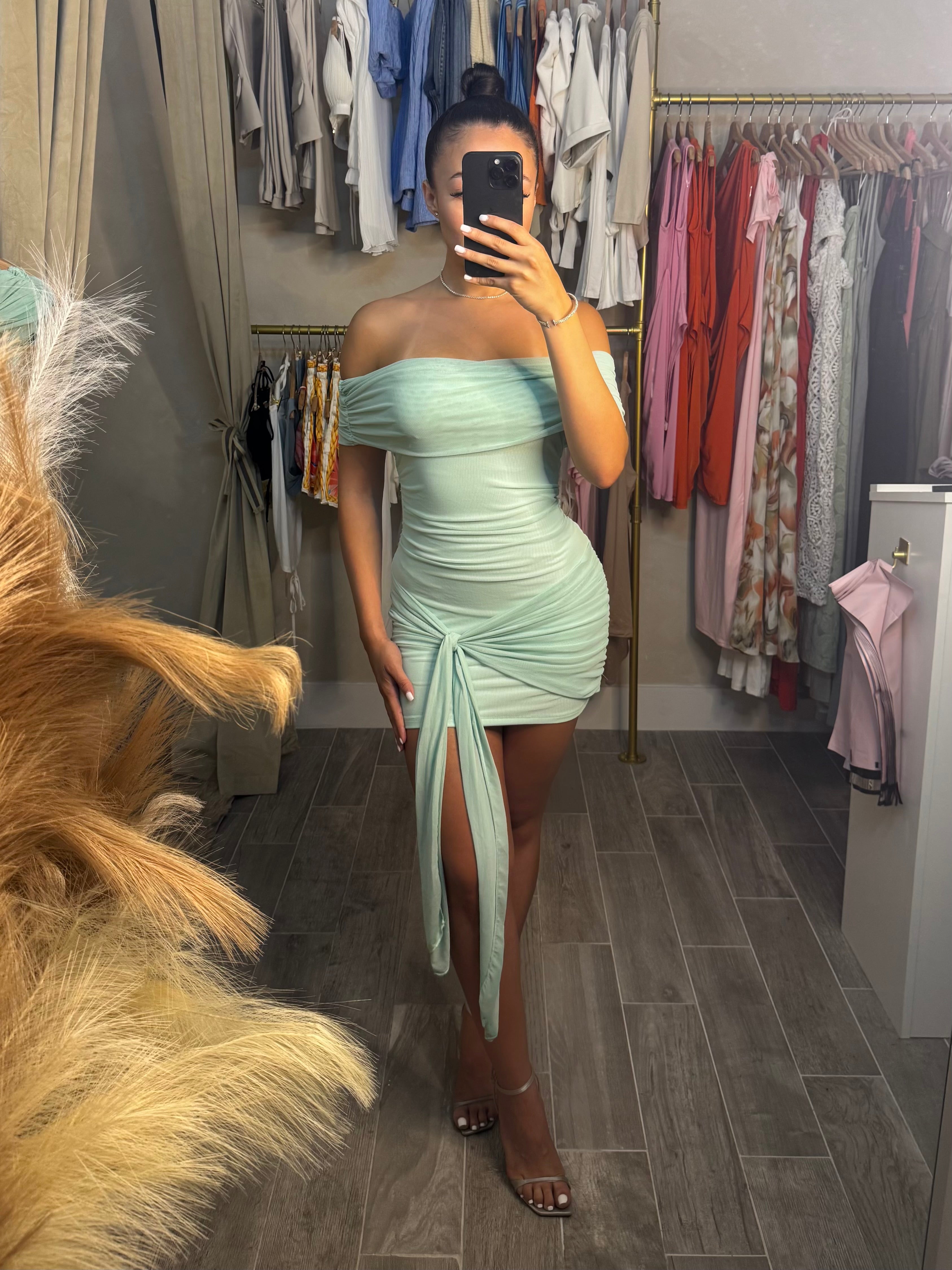 RESTOCK! Mint Mesh Mini Dress