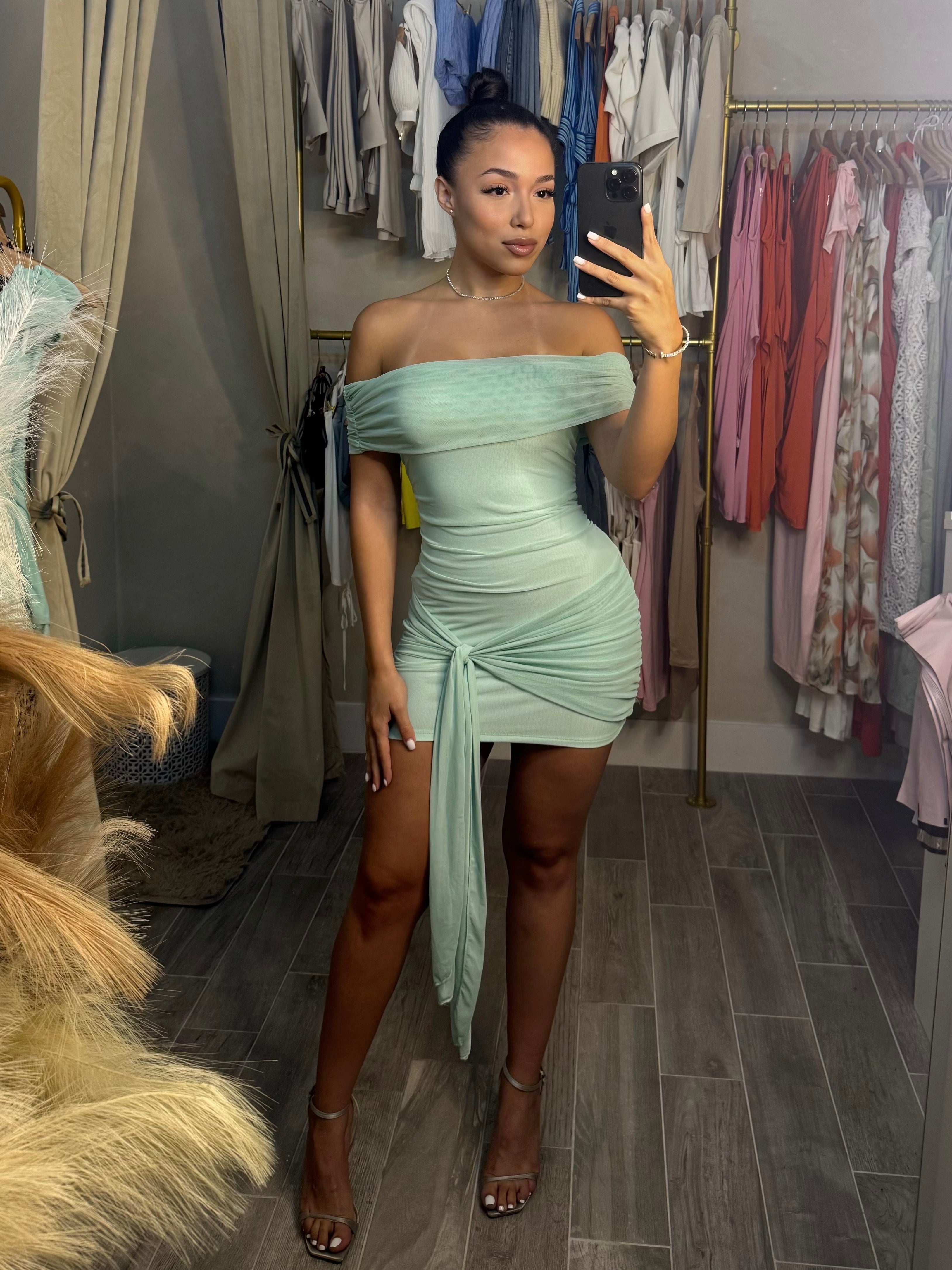 RESTOCK! Mint Mesh Mini Dress