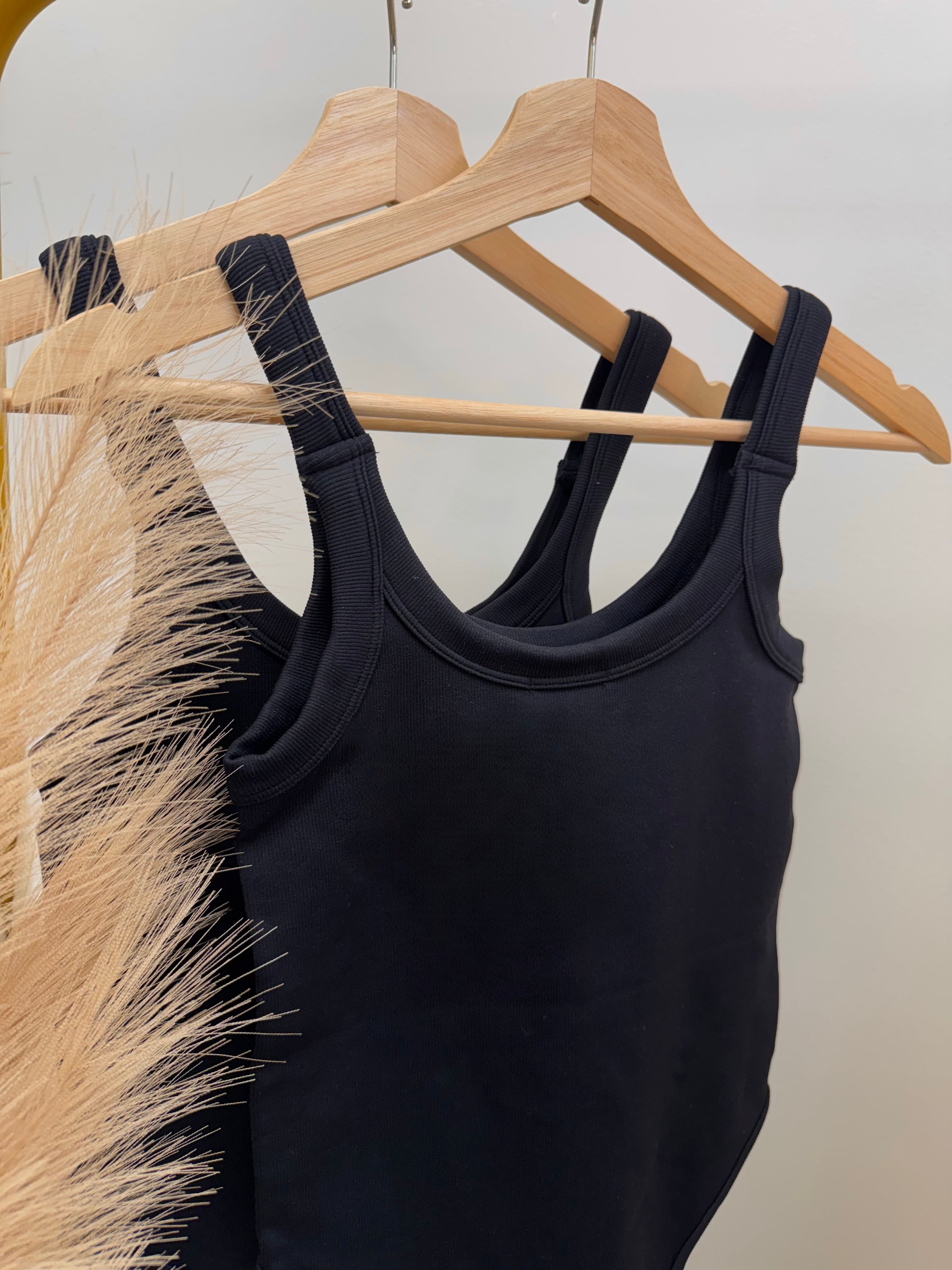 Scoop Neck Double Lined Bodysuit | BLACK