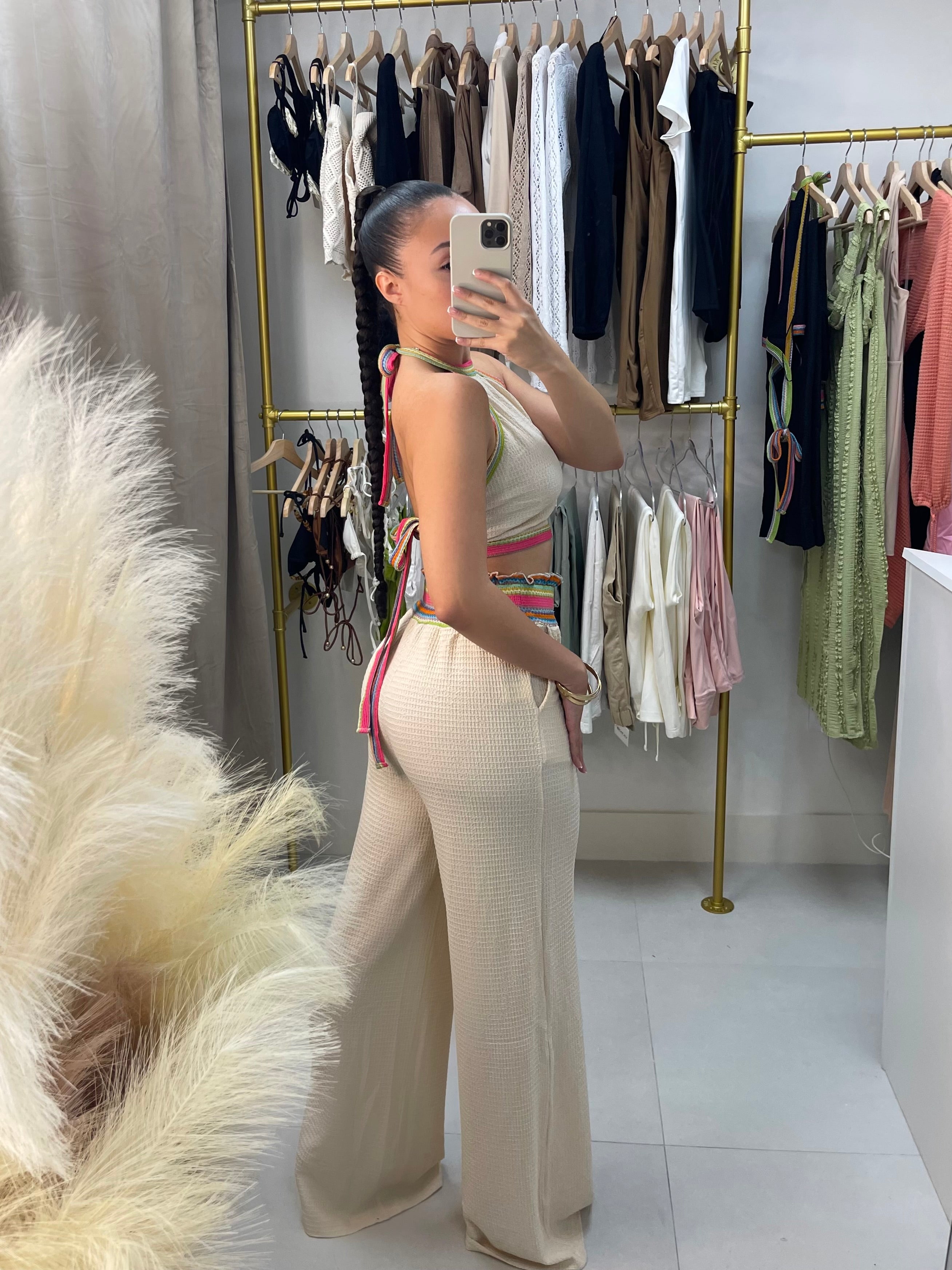 Vacation Mode Pant Set - Cream