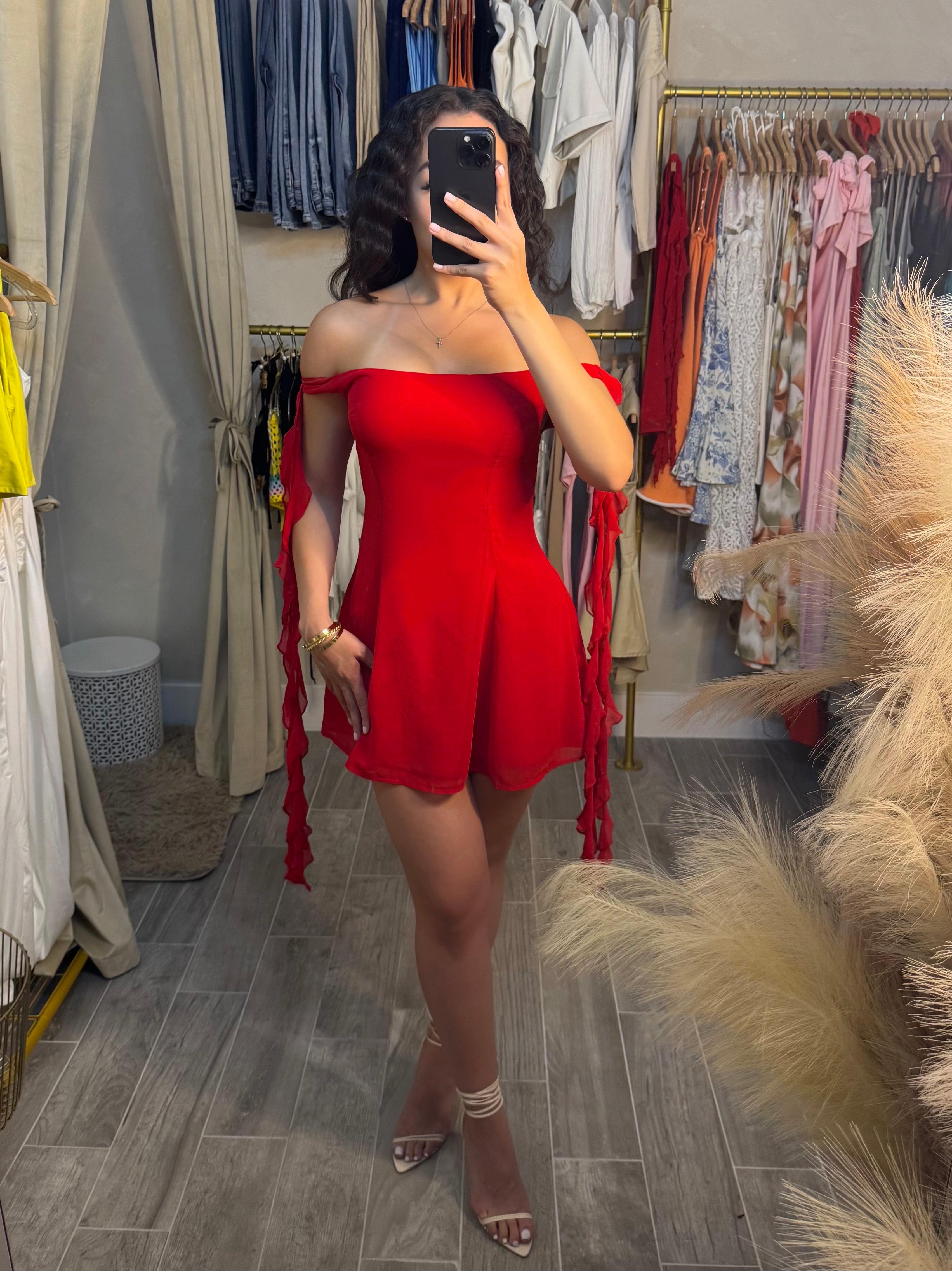 Rose Petals Ruffled Mini Dress