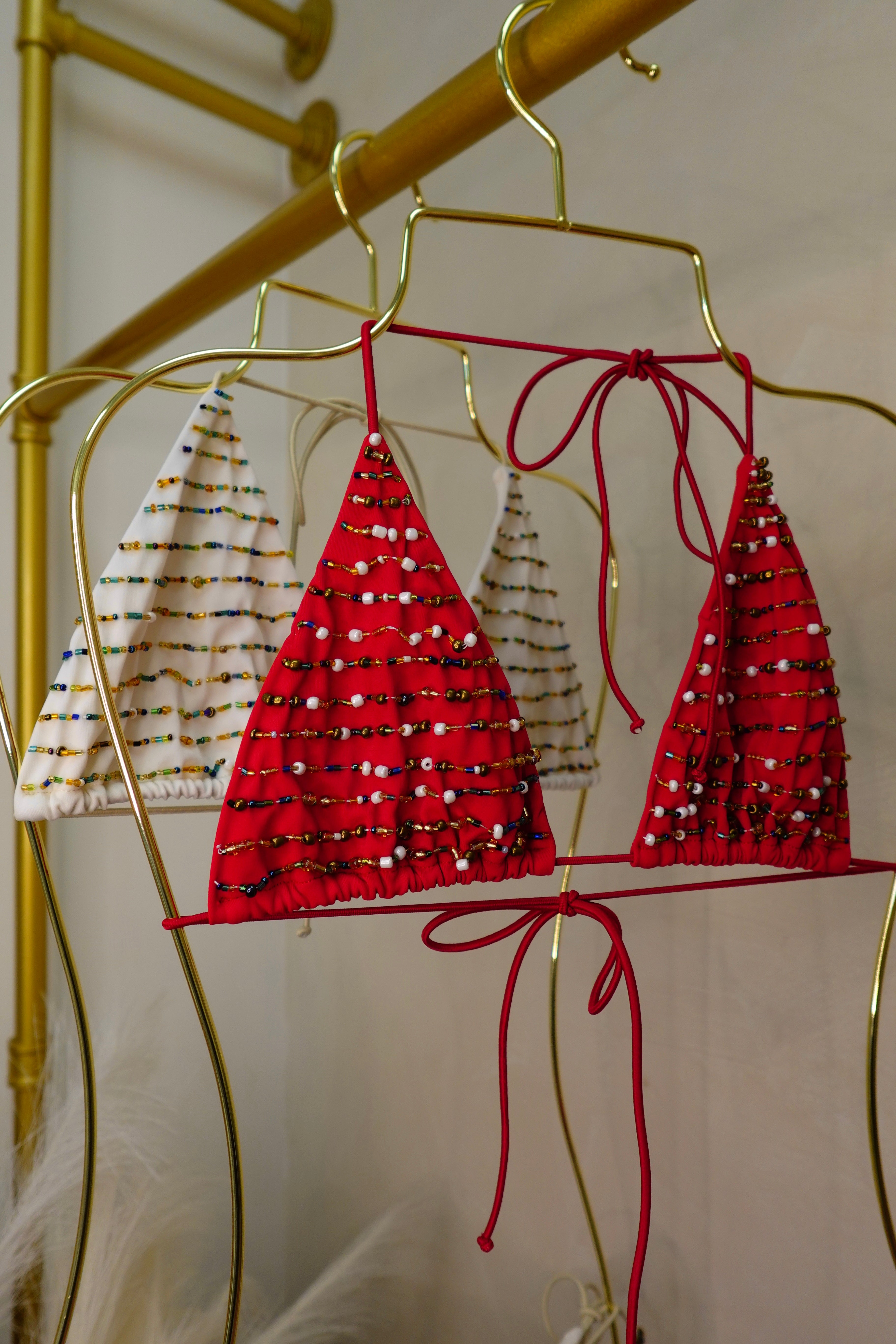 Ocean Fine Beaded Bikini | RED
