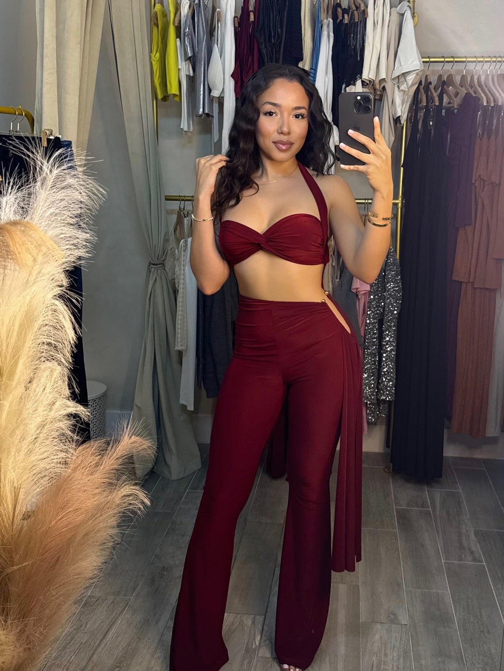 BURGUNDY WINE PANT SET