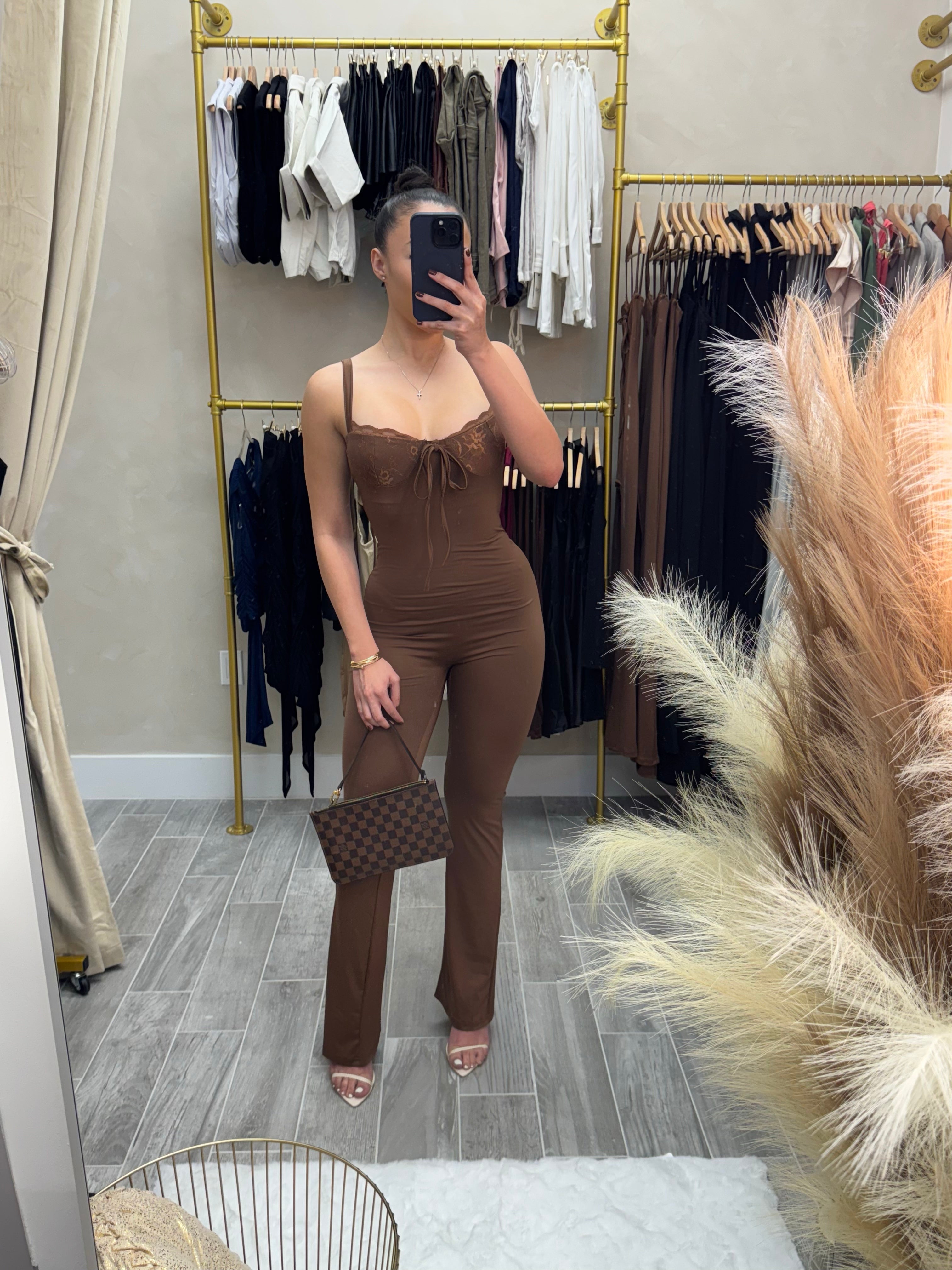 Brown Lace Jumpsuit