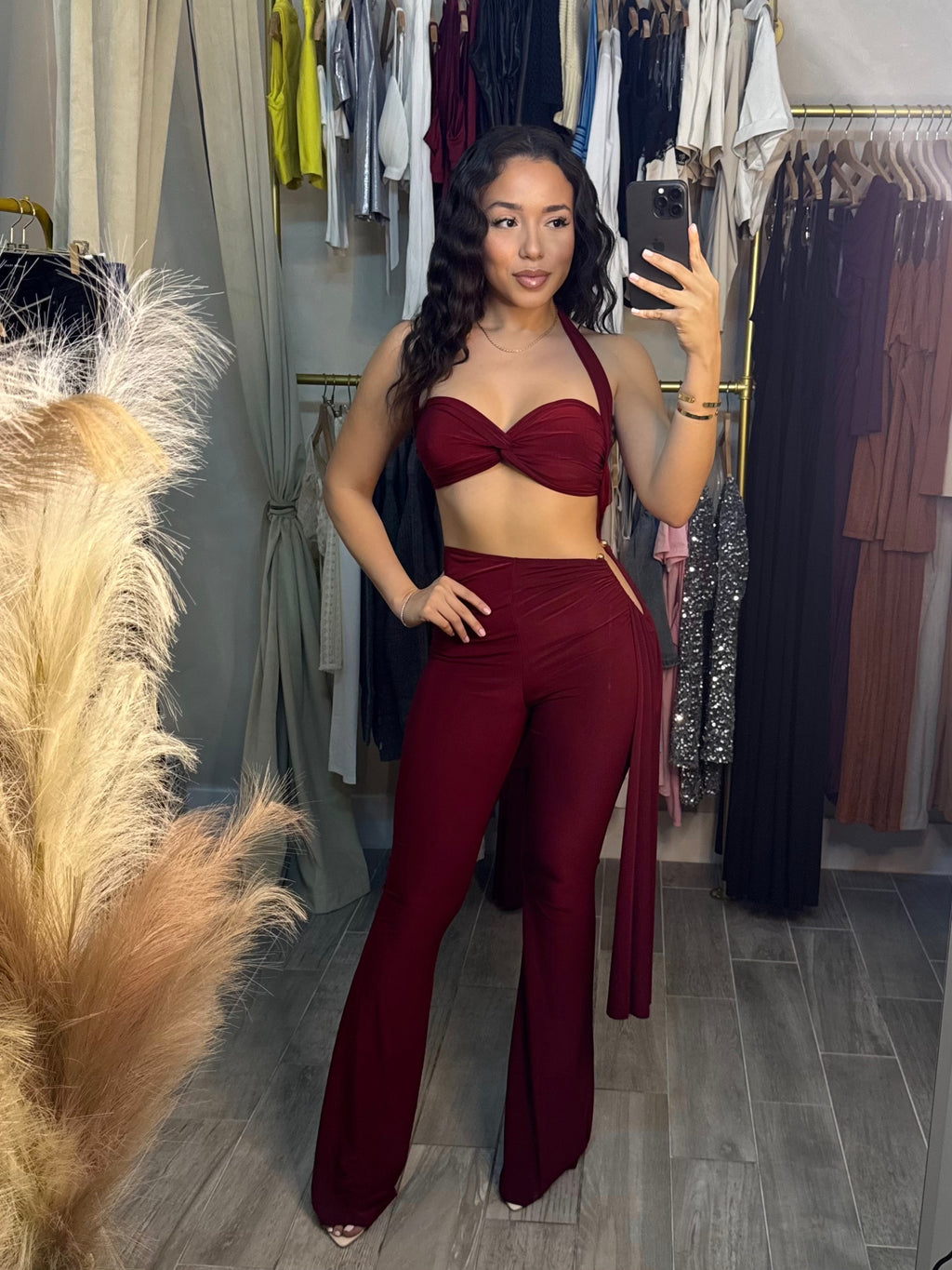 BURGUNDY WINE PANT SET