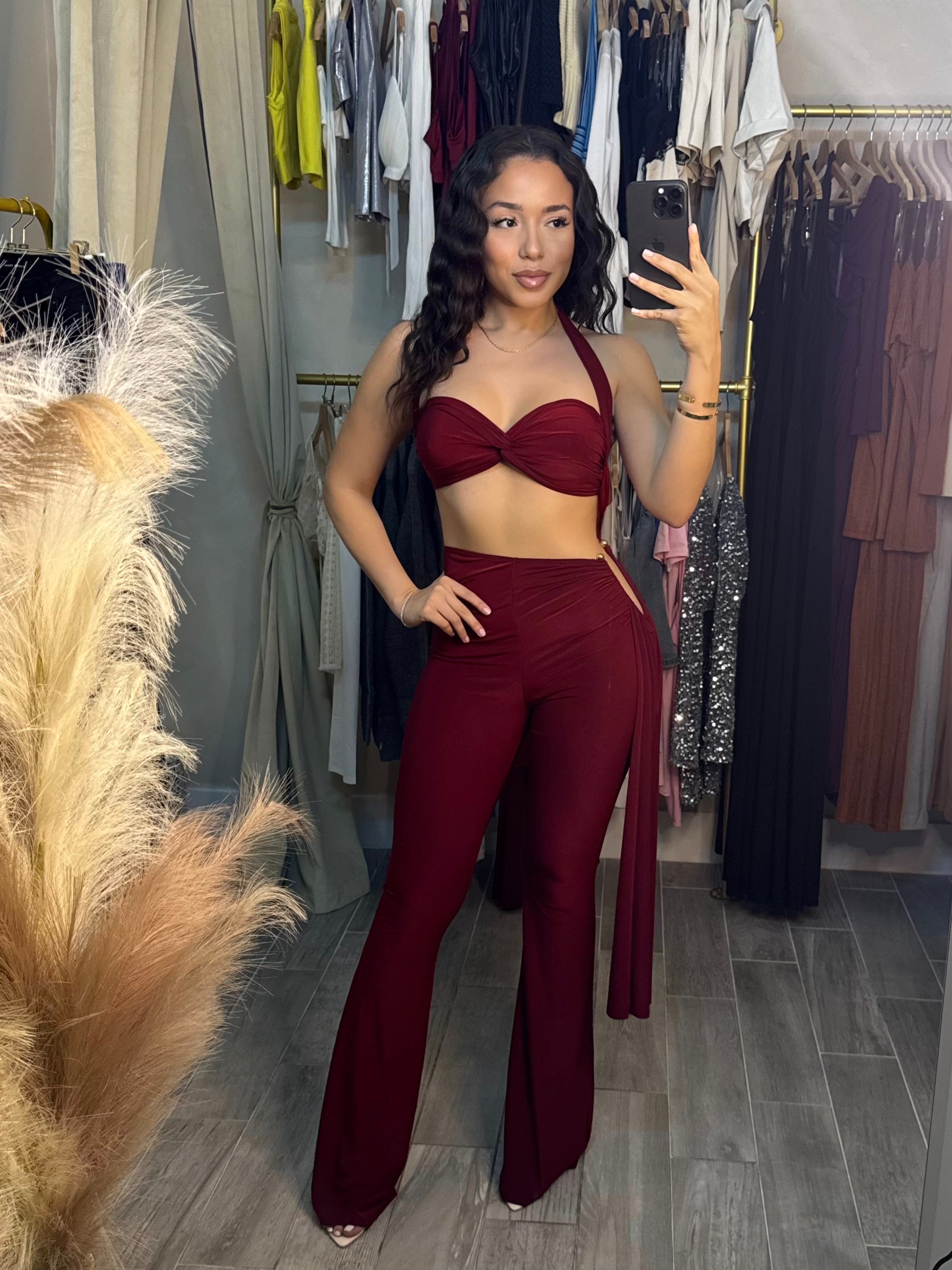 BURGUNDY WINE PANT SET