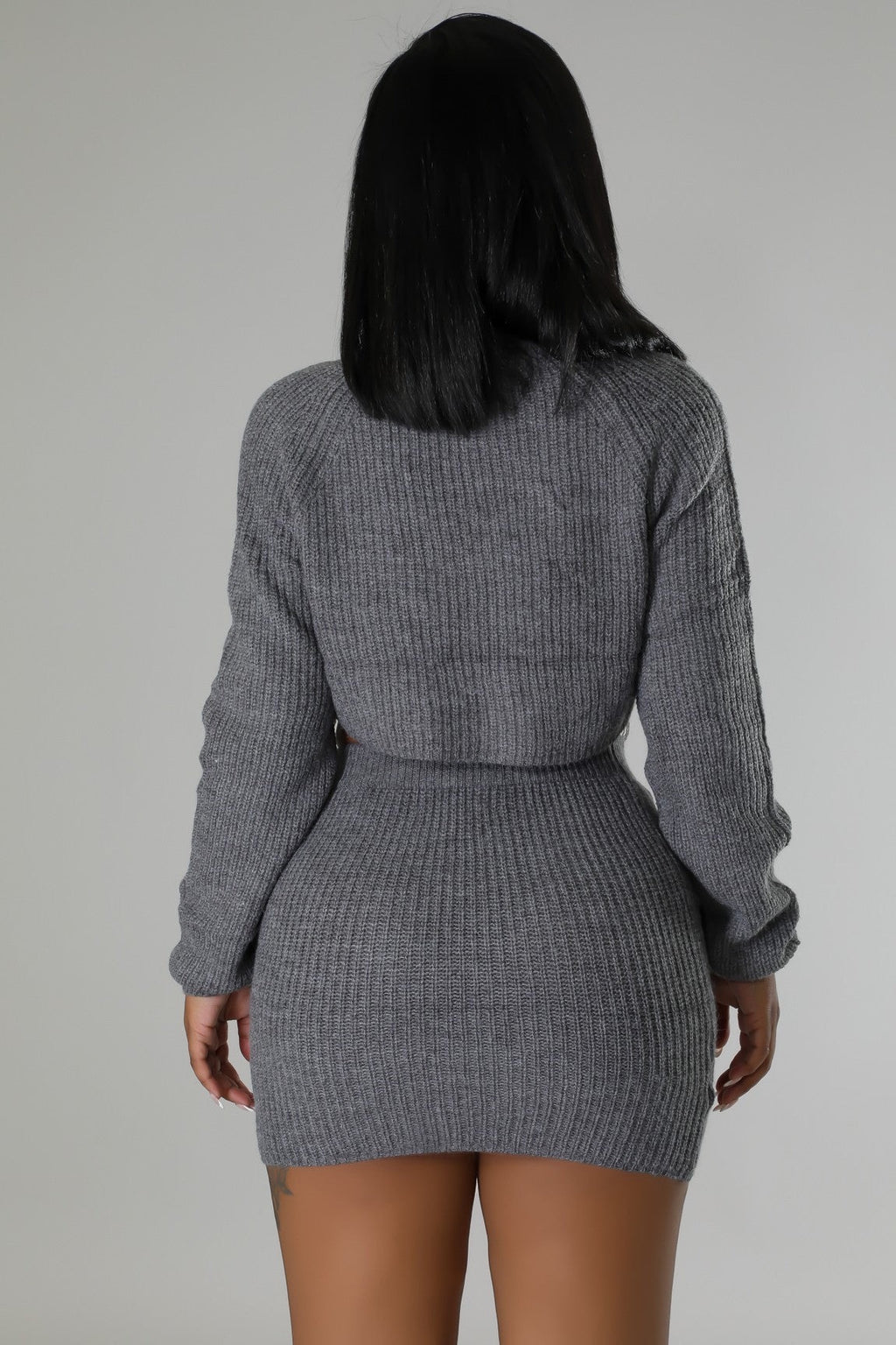 Cozy Dates Knitted Skirt Set | ONLY GREY