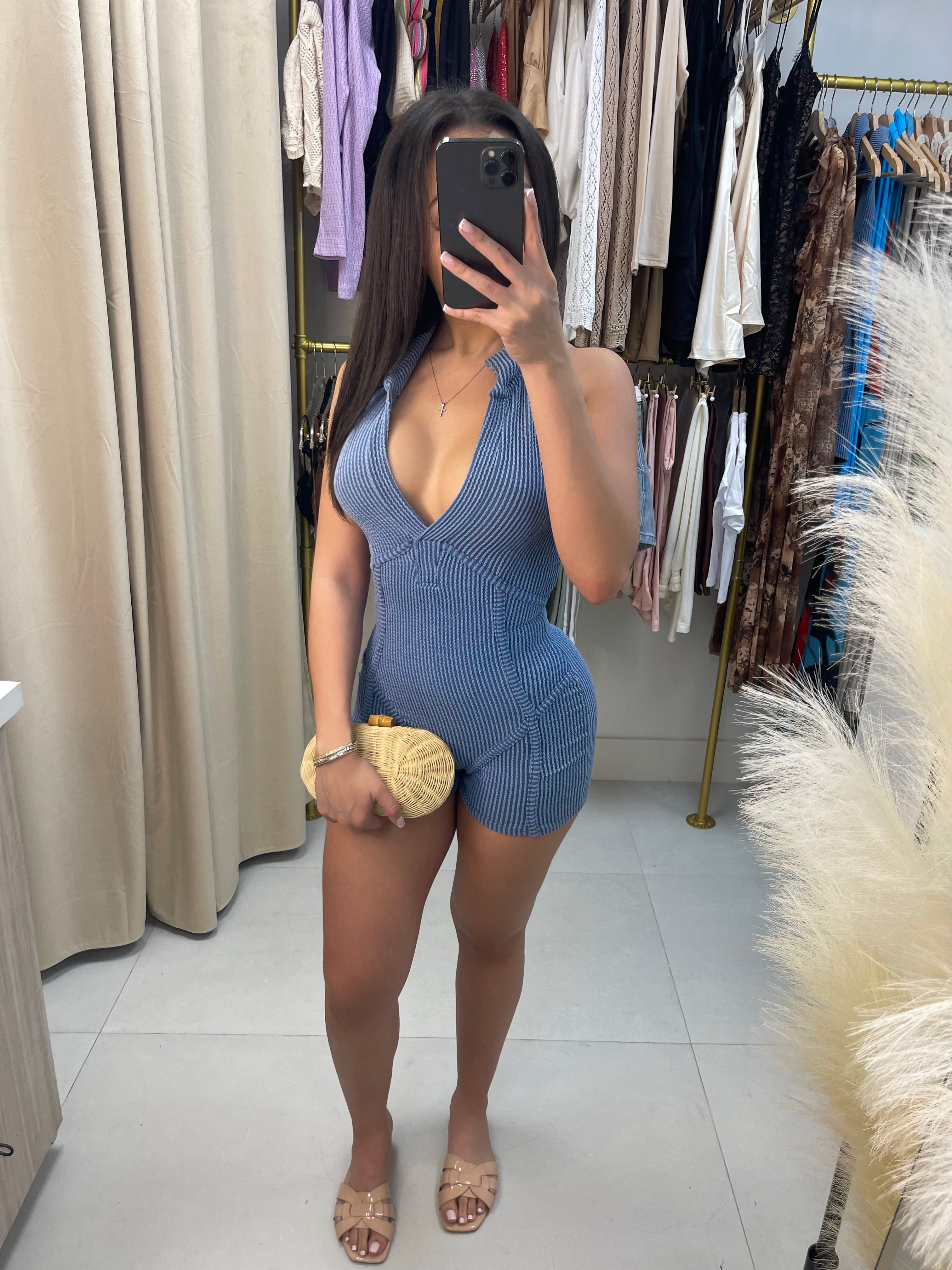 Denim Collared Romper