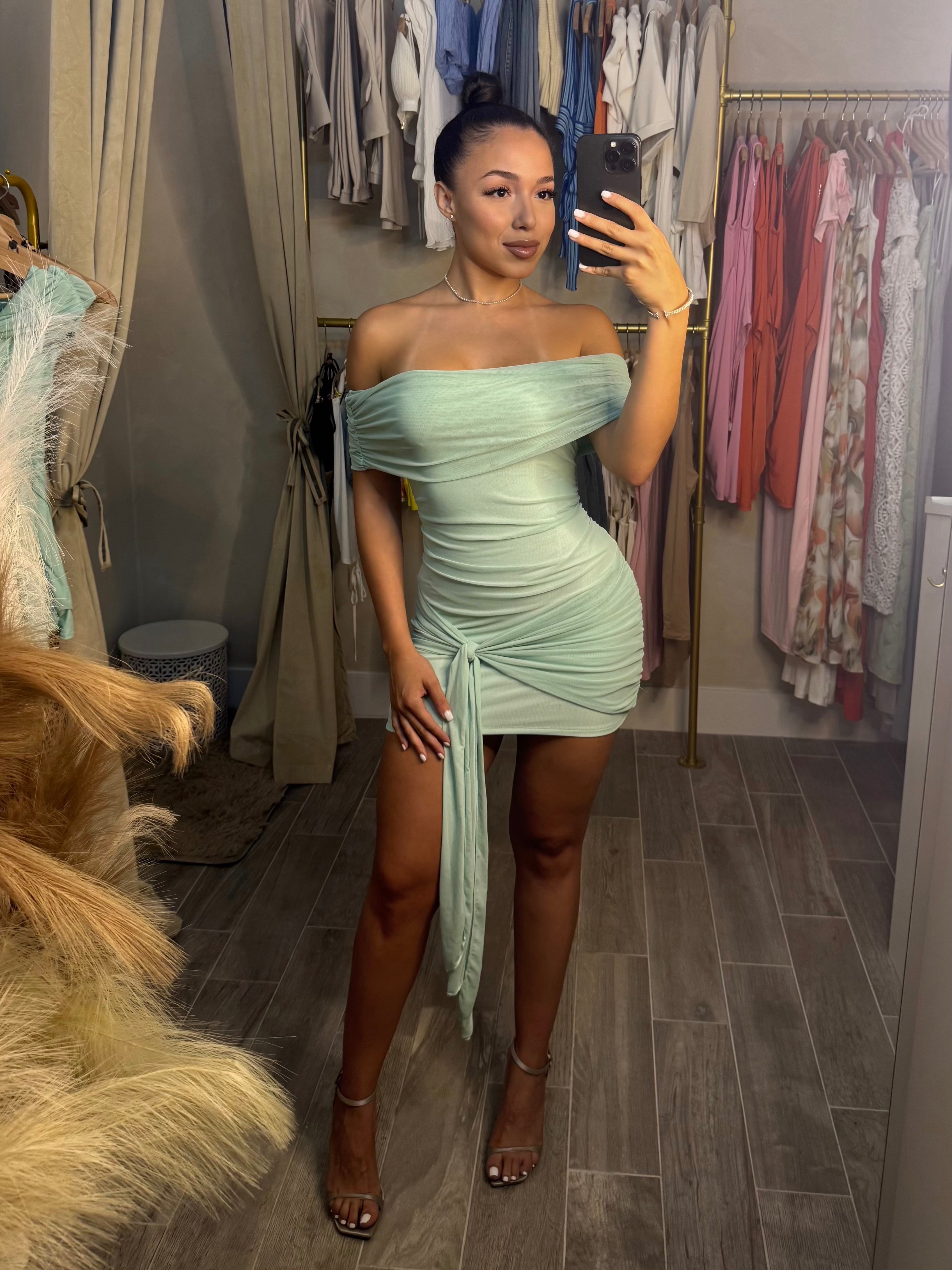 RESTOCK! Mint Mesh Mini Dress