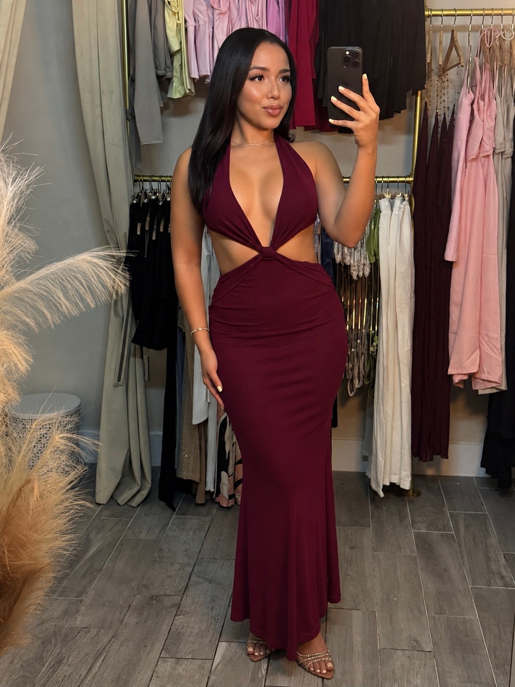 Never Basic Mesh Maxi Dress | BURGUNDY