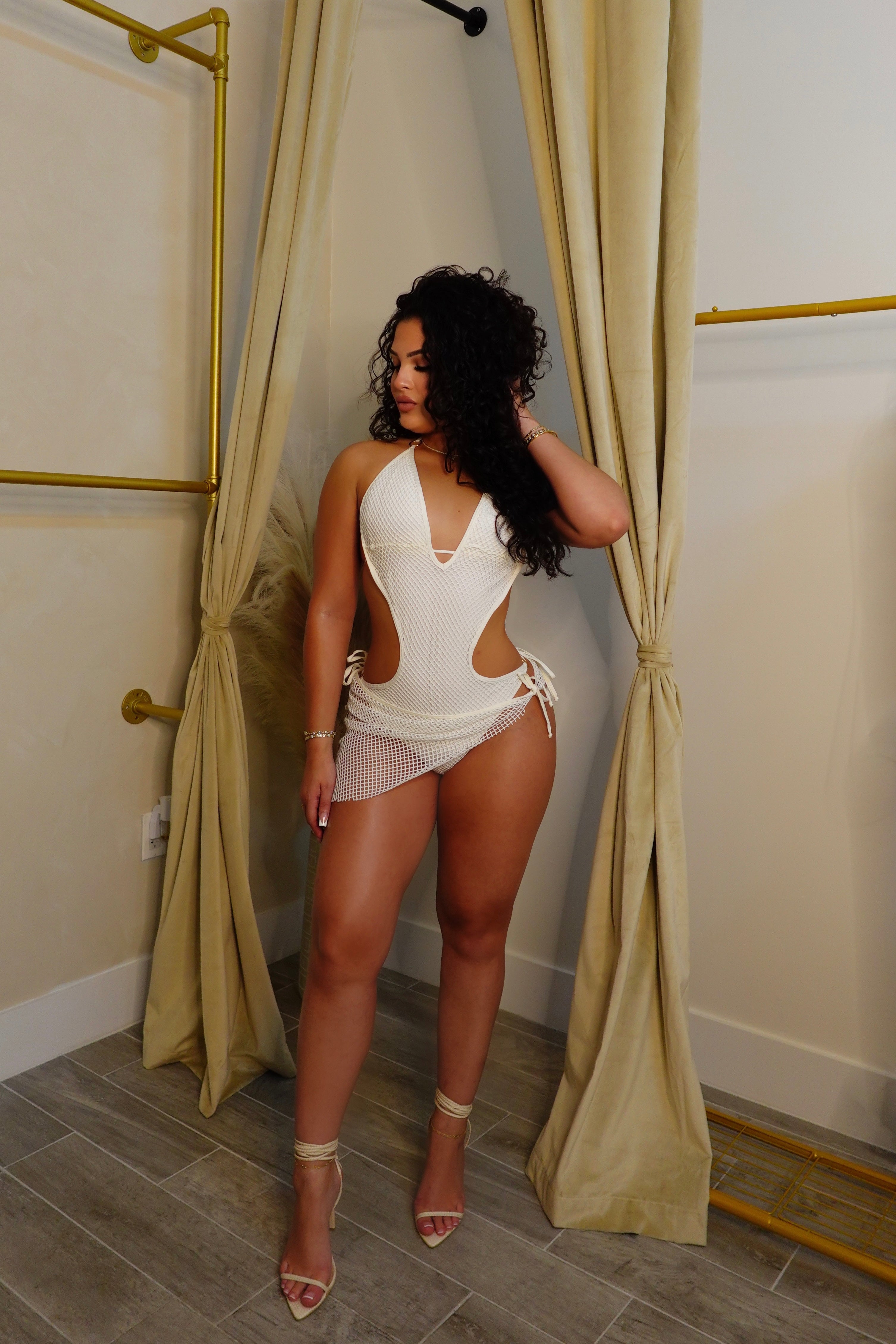 Netted In Cabo Monokini Set | WHITE