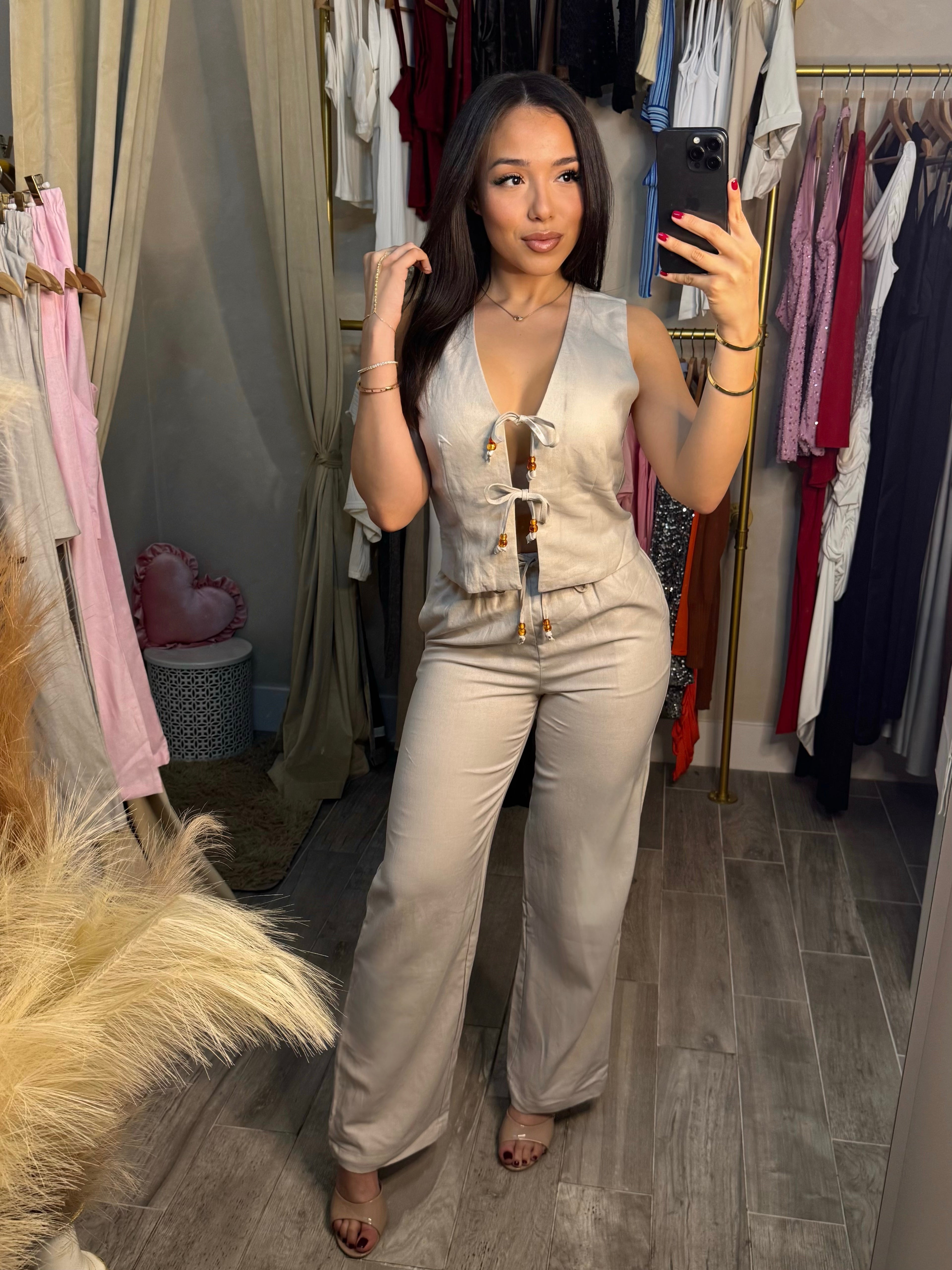 LOVE IN LINEN PANT SET | BEIGE