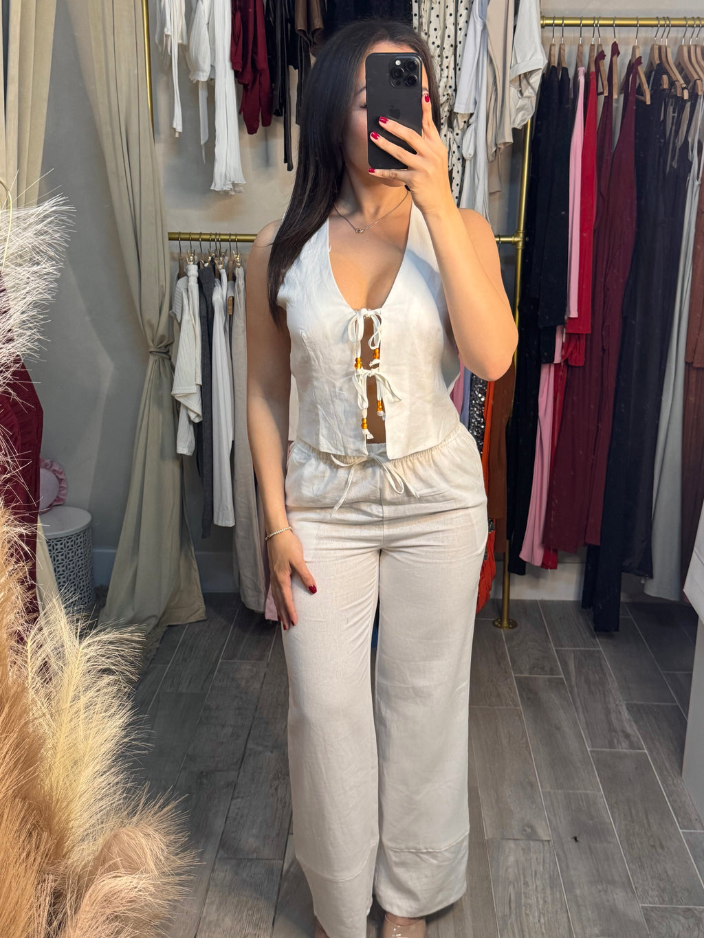 LOVE IN LINEN PANT SET | WHITE