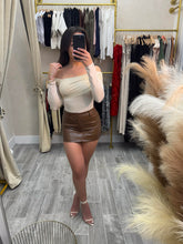 Load image into Gallery viewer, Mini Brown Leather Skirt
