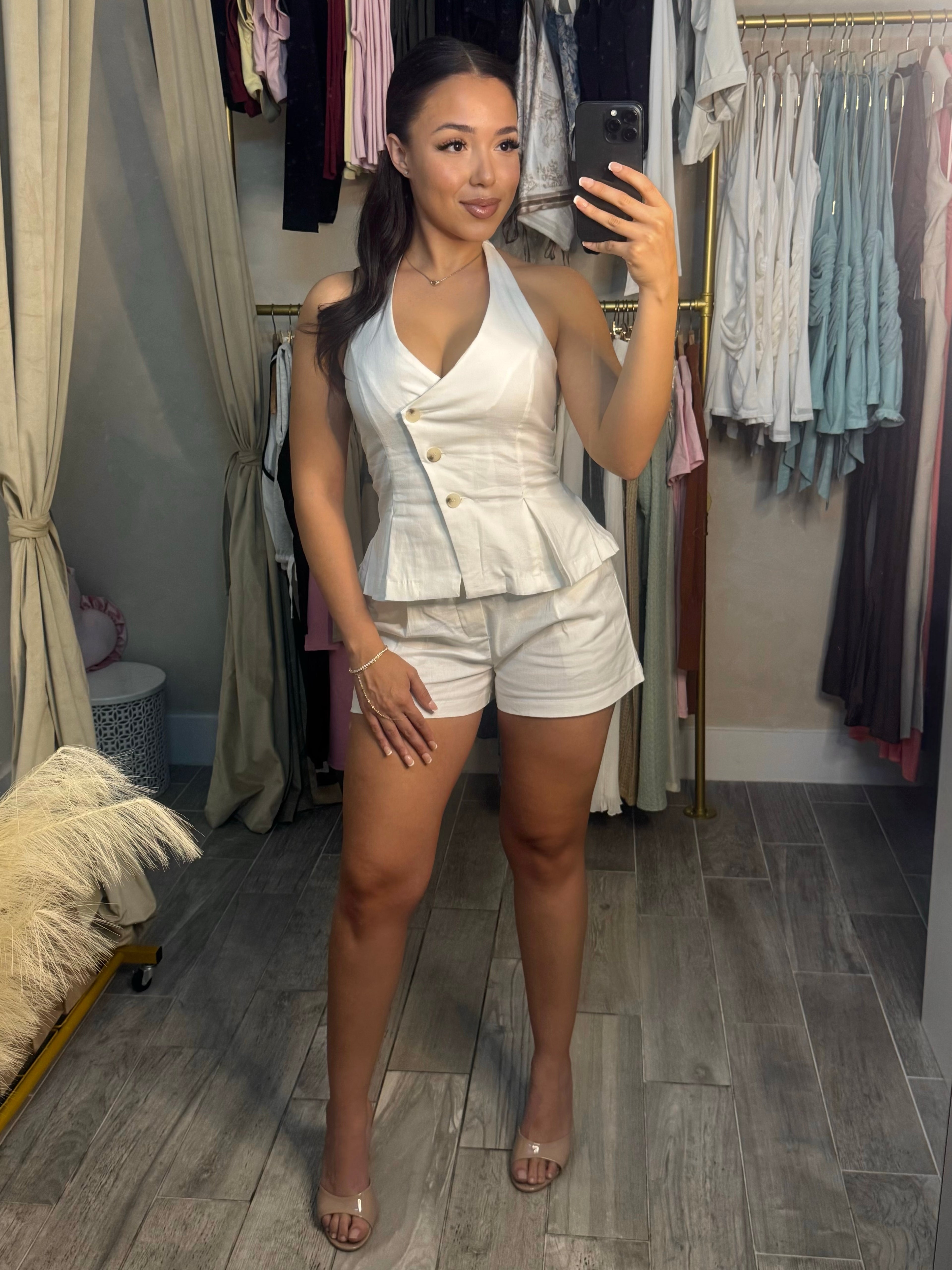 IVORY TOAST LINEN SHORT SET