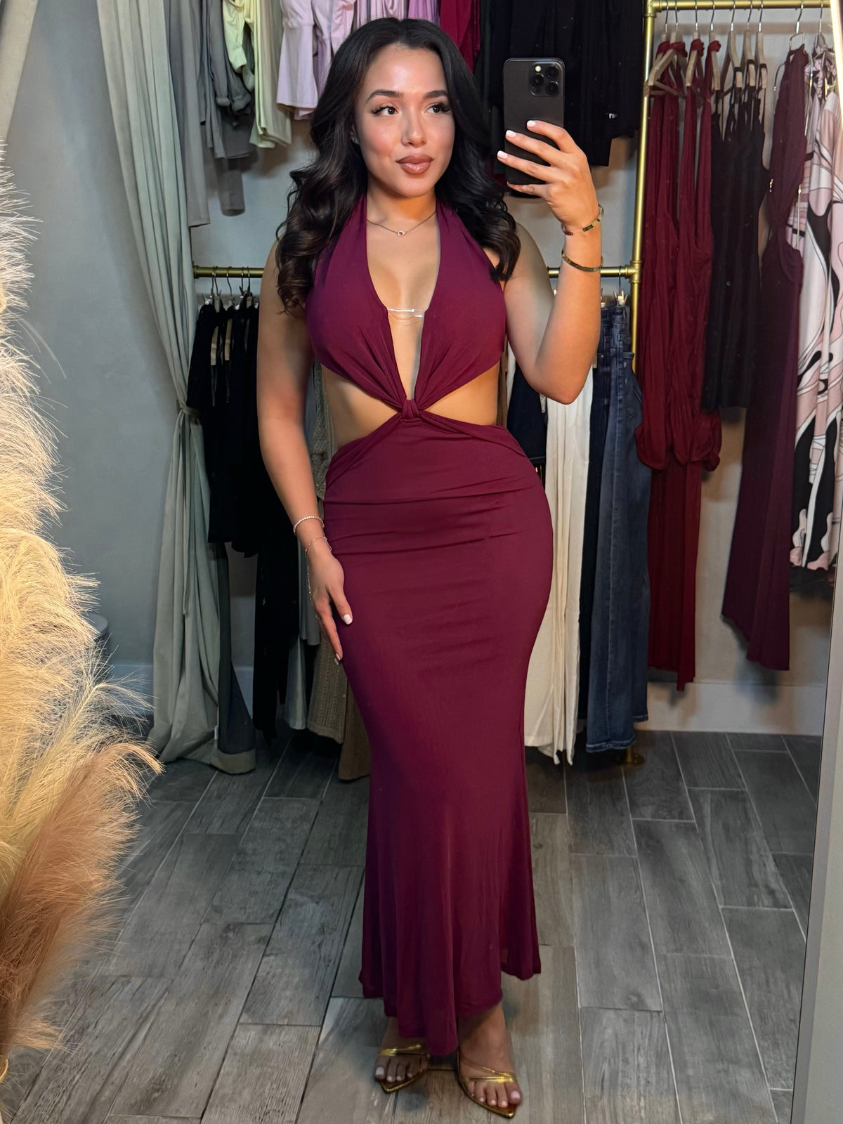 Never Basic Mesh Maxi Dress | BURGUNDY