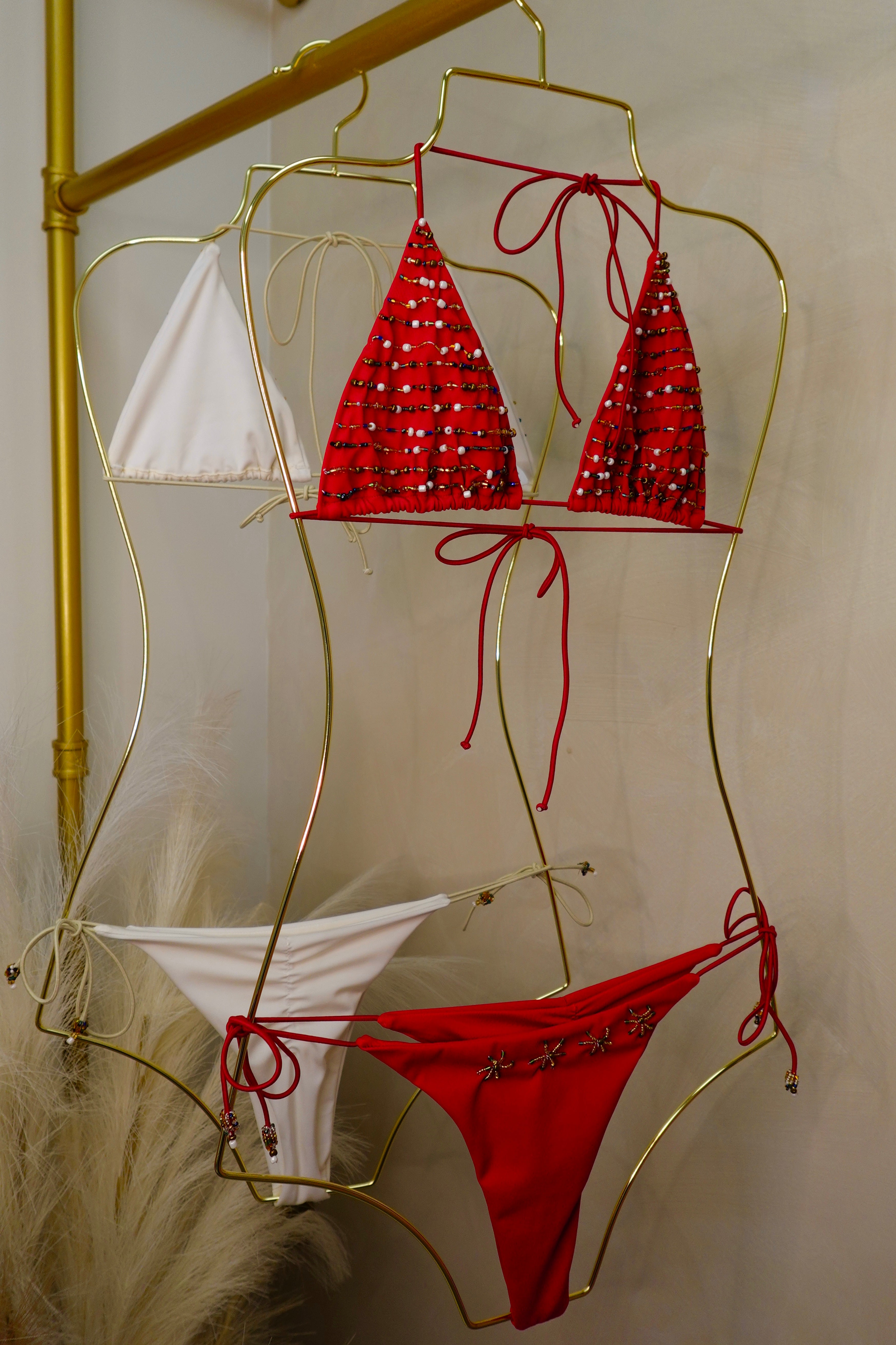 Ocean Fine Beaded Bikini | RED