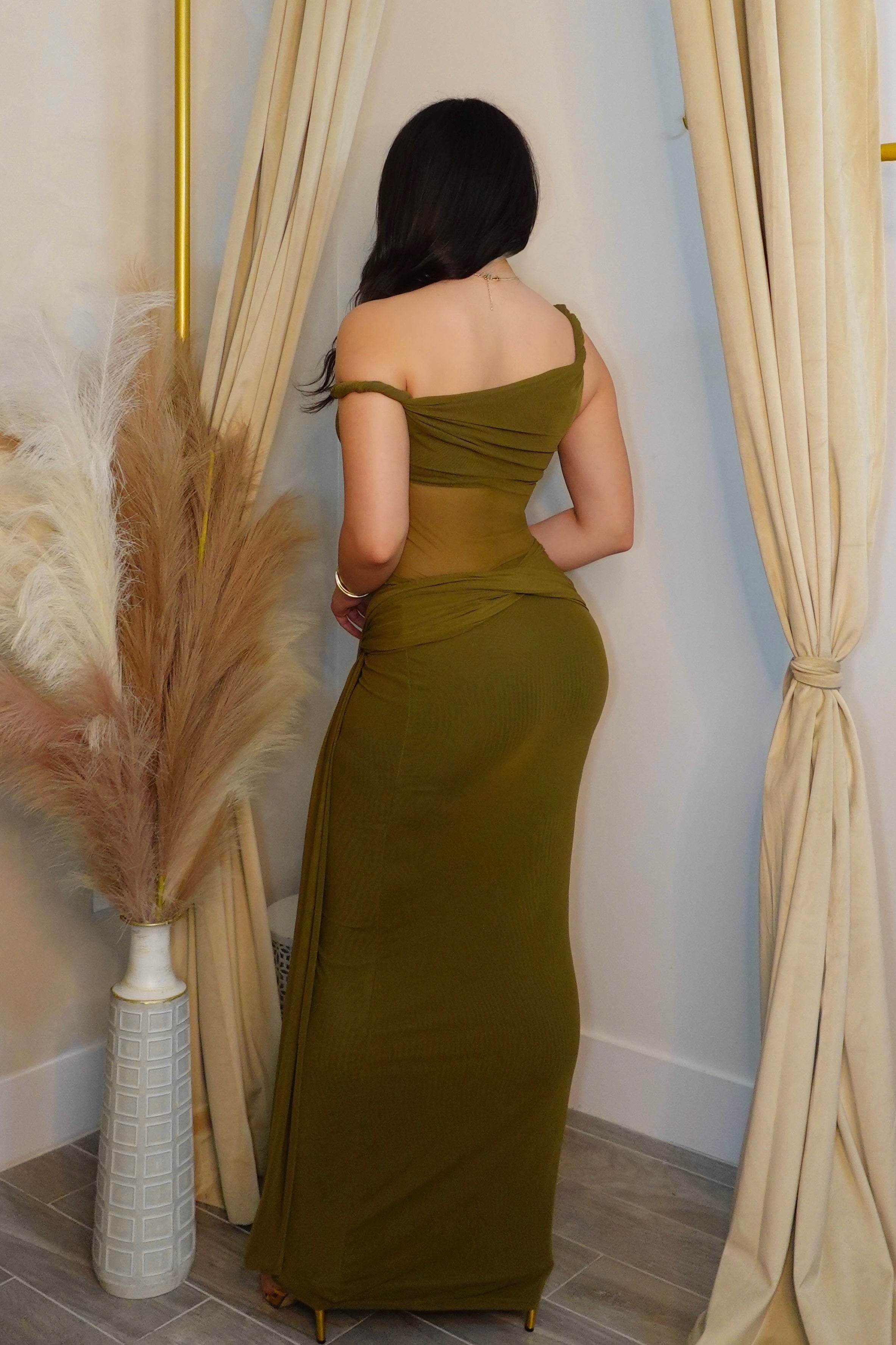 OLIVE AURA MESH MAXI
