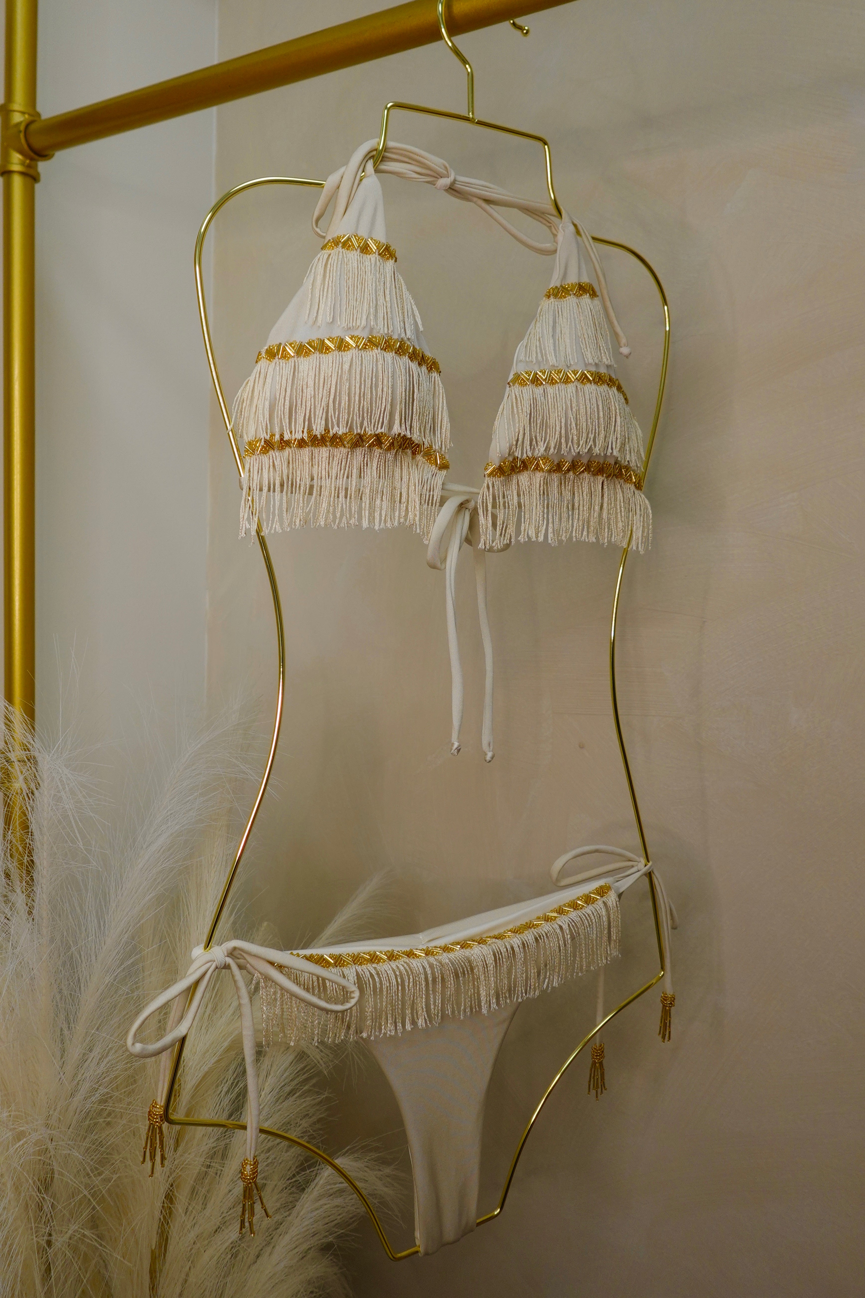 Gold Fringe Bikini Set