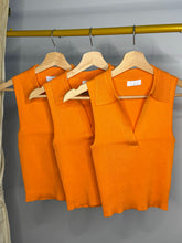 Load image into Gallery viewer, Just Peachy Collared Knitted Crop Top
